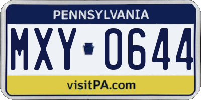 PA license plate MXY0644