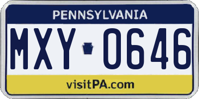 PA license plate MXY0646