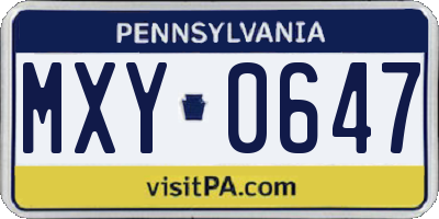 PA license plate MXY0647