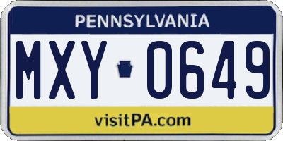 PA license plate MXY0649