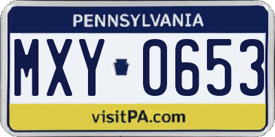 PA license plate MXY0653