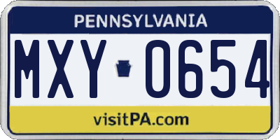 PA license plate MXY0654