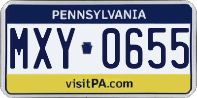 PA license plate MXY0655