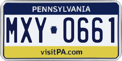 PA license plate MXY0661