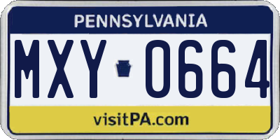 PA license plate MXY0664