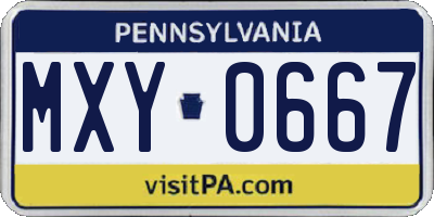 PA license plate MXY0667