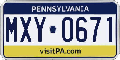 PA license plate MXY0671