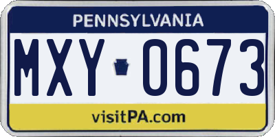 PA license plate MXY0673