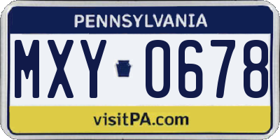 PA license plate MXY0678