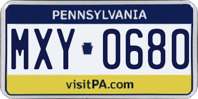 PA license plate MXY0680