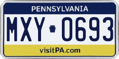PA license plate MXY0693