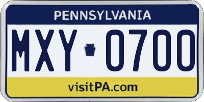 PA license plate MXY0700