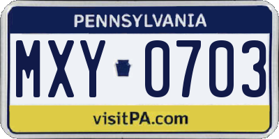 PA license plate MXY0703