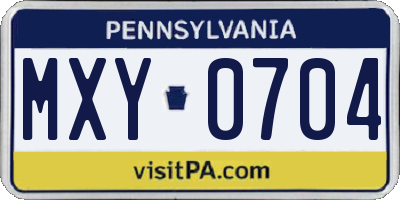 PA license plate MXY0704