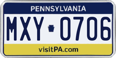 PA license plate MXY0706