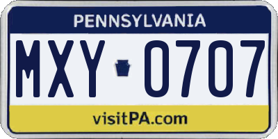 PA license plate MXY0707