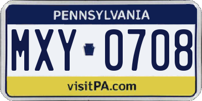 PA license plate MXY0708
