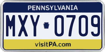 PA license plate MXY0709