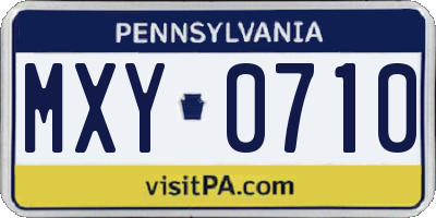 PA license plate MXY0710