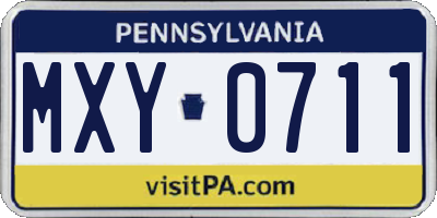 PA license plate MXY0711