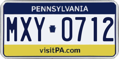 PA license plate MXY0712