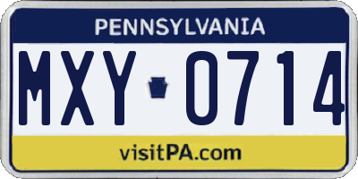 PA license plate MXY0714