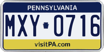 PA license plate MXY0716