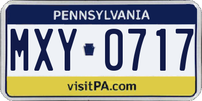 PA license plate MXY0717