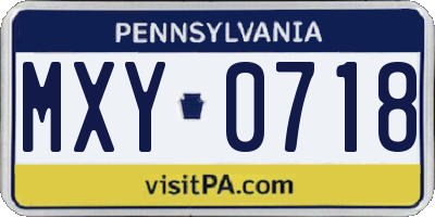 PA license plate MXY0718