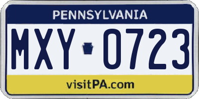 PA license plate MXY0723