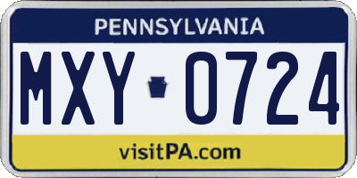 PA license plate MXY0724