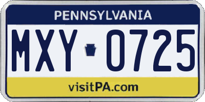 PA license plate MXY0725