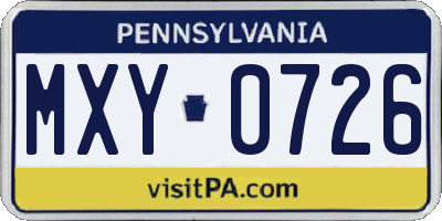 PA license plate MXY0726