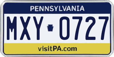 PA license plate MXY0727