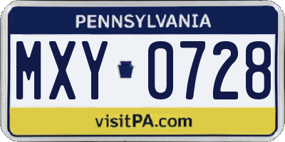 PA license plate MXY0728