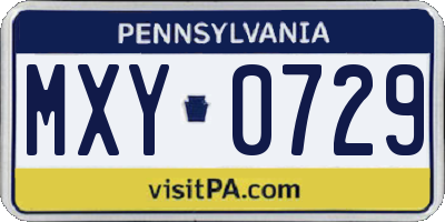 PA license plate MXY0729
