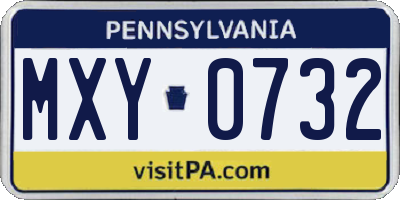 PA license plate MXY0732