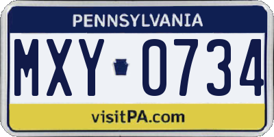PA license plate MXY0734