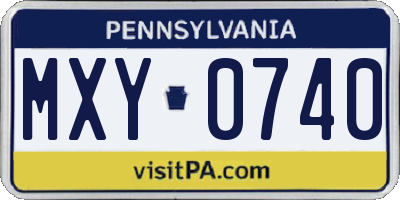 PA license plate MXY0740
