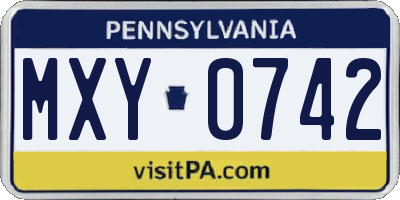 PA license plate MXY0742