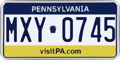 PA license plate MXY0745