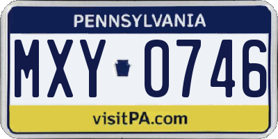PA license plate MXY0746