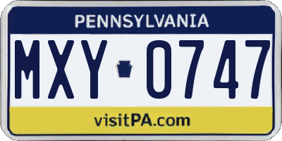PA license plate MXY0747