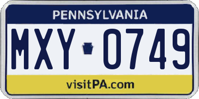 PA license plate MXY0749