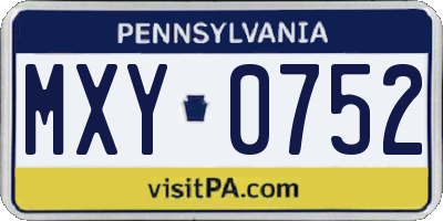 PA license plate MXY0752