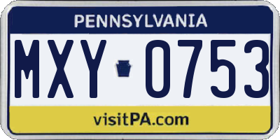 PA license plate MXY0753