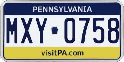 PA license plate MXY0758