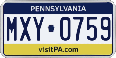 PA license plate MXY0759