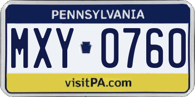 PA license plate MXY0760