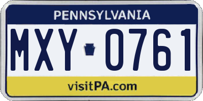 PA license plate MXY0761